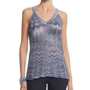 White House Black Market Blue Pointelle Knit top